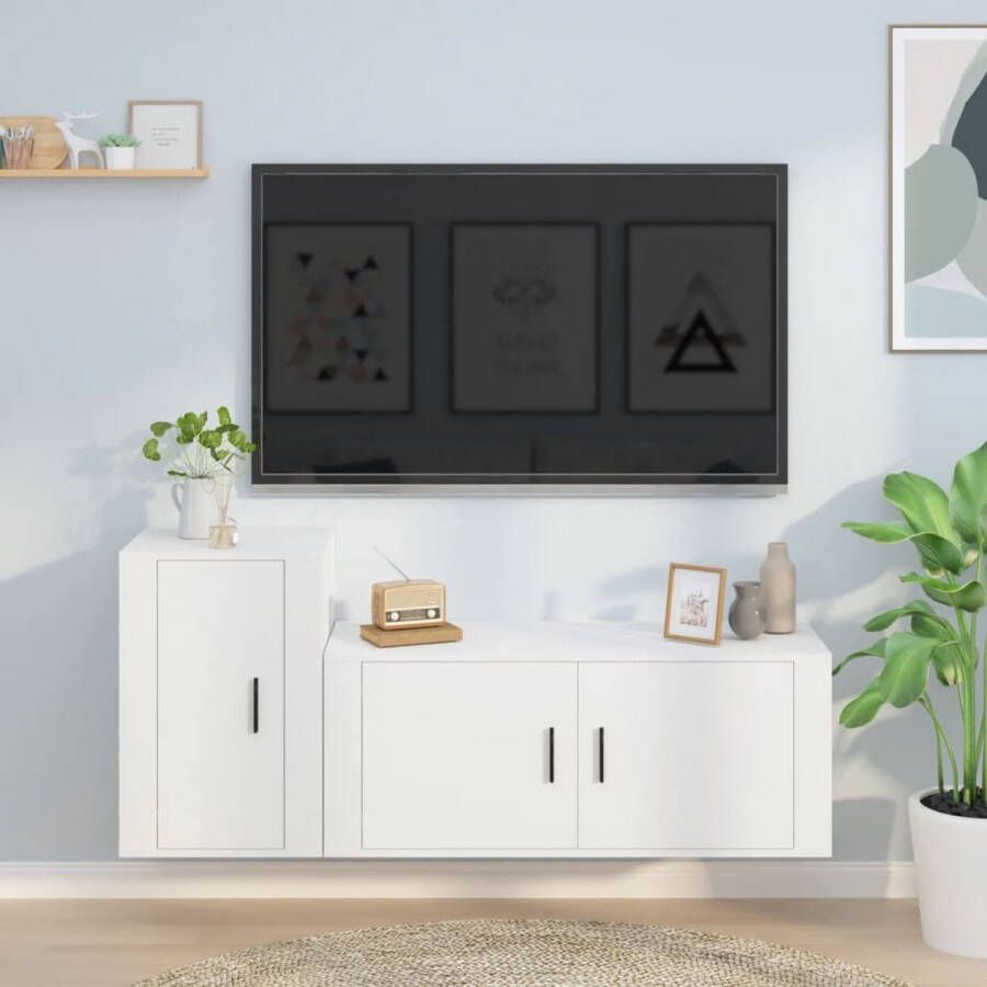 VidaXL -2-delige-Tv-meubelset-bewerkt-hout-wit - Foto 1