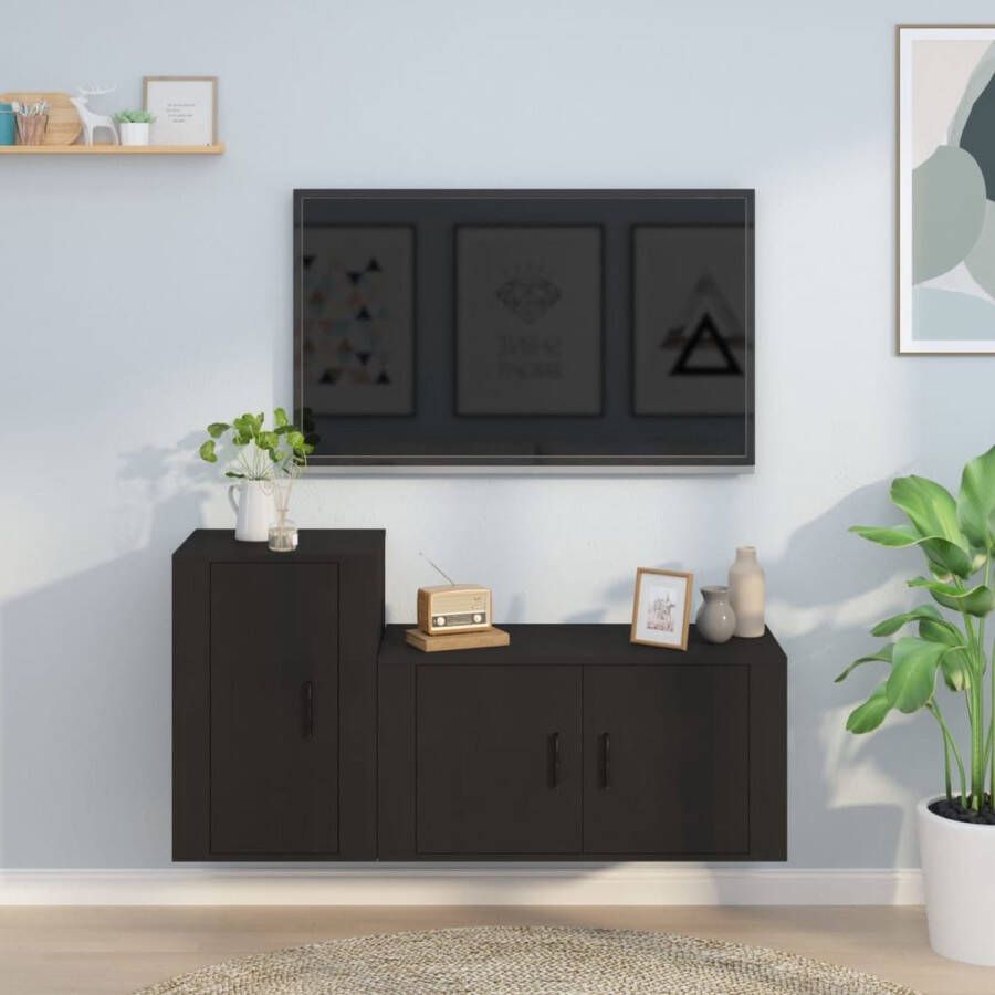 VidaXL -2-delige-Tv-meubelset-bewerkt-hout-zwart - Foto 3