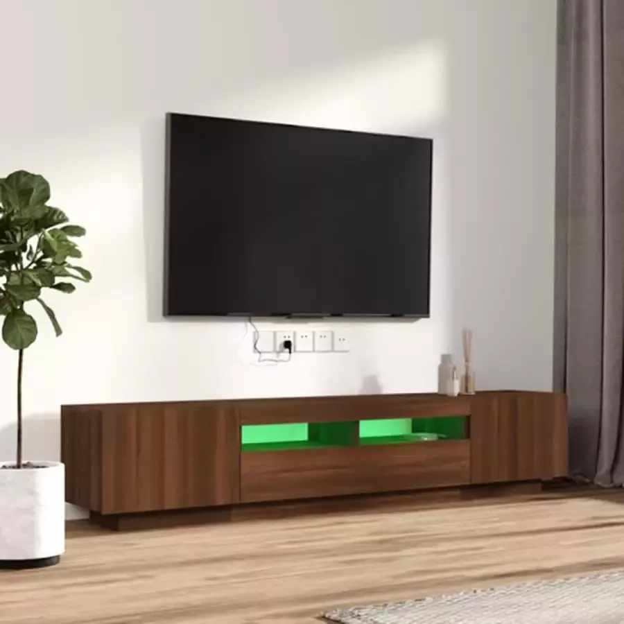 VidaXL -2-delige-Tv-meubelset-met-LED-bewerkt-hout-bruineiken - Foto 4
