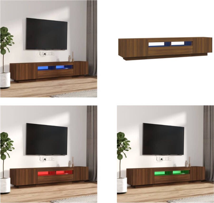 VidaXL 2-delige Tv-meubelset met LED bewerkt hout bruineiken Tv-kast Tv-kasten Tv-meubel Met LED-verlichting