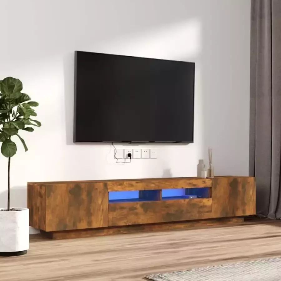 VidaXL -2-delige-Tv-meubelset-met-LED-bewerkt-hout-gerookt-eikenkleurig