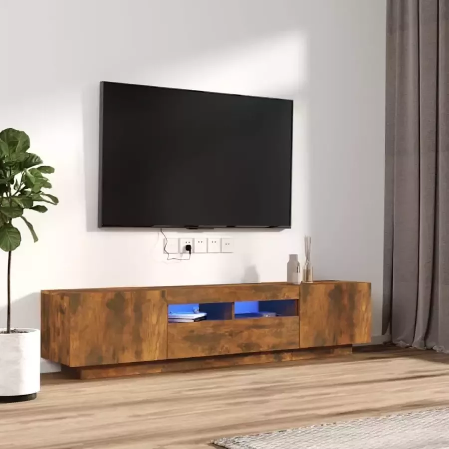 VidaXL -2-delige-Tv-meubelset-met-LED-bewerkt-hout-gerookt-eikenkleurig