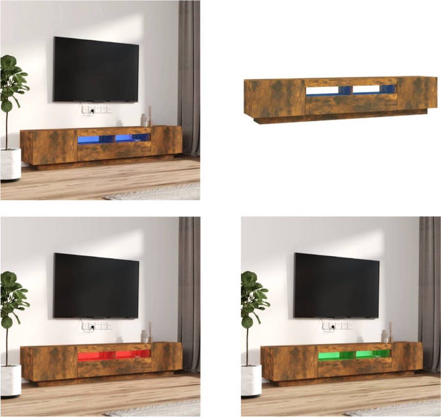 VidaXL 2-delige Tv-meubelset met LED bewerkt hout gerookt eikenkleurig Tv-kast Tv-kasten Tv-meubel Met LED-verlichting