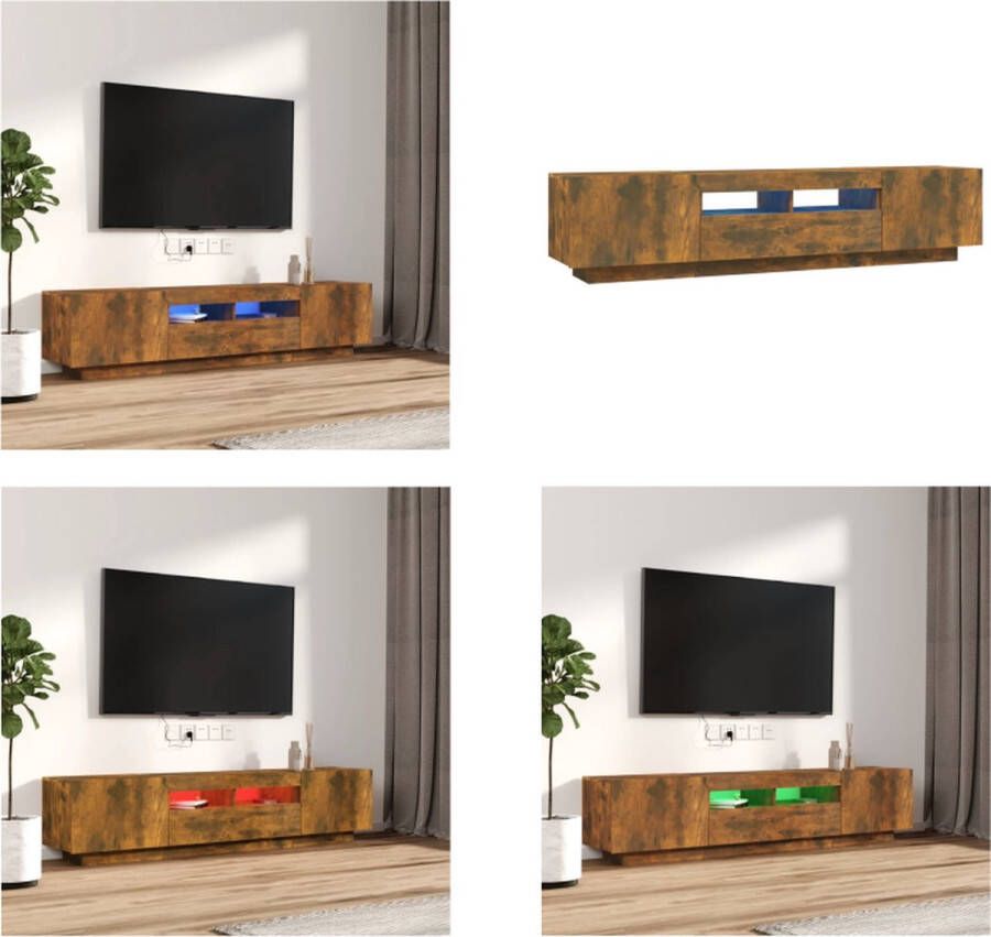 VidaXL 2-delige Tv-meubelset met LED bewerkt hout gerookt eikenkleurig Tv-kast Tv-kasten Tv-meubel Met LED-verlichting