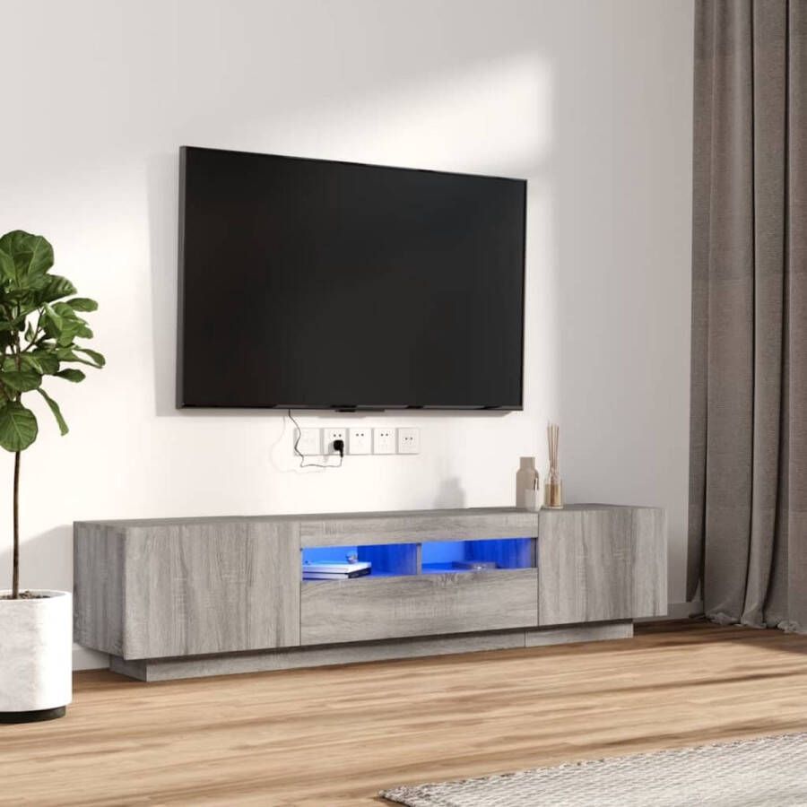 VidaXL -2-delige-Tv-meubelset-met-LED-bewerkt-hout-grijs-sonoma-eiken - Foto 1