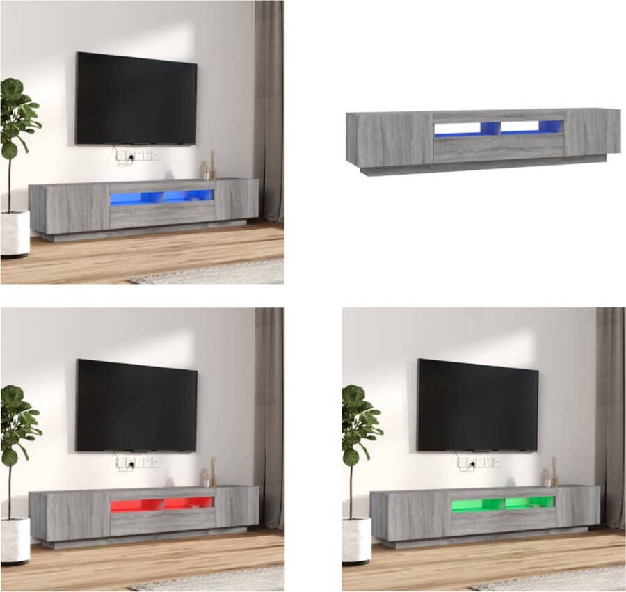 VidaXL 2-delige Tv-meubelset met LED bewerkt hout grijs sonoma eiken Tv-kast Tv-kasten Tv-meubel Met LED-verlichting