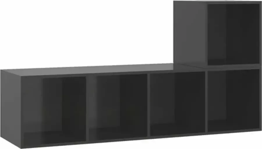 VidaXL 2-delige Tv-meubelset bewerkt hout hoogglans grijs - Foto 4