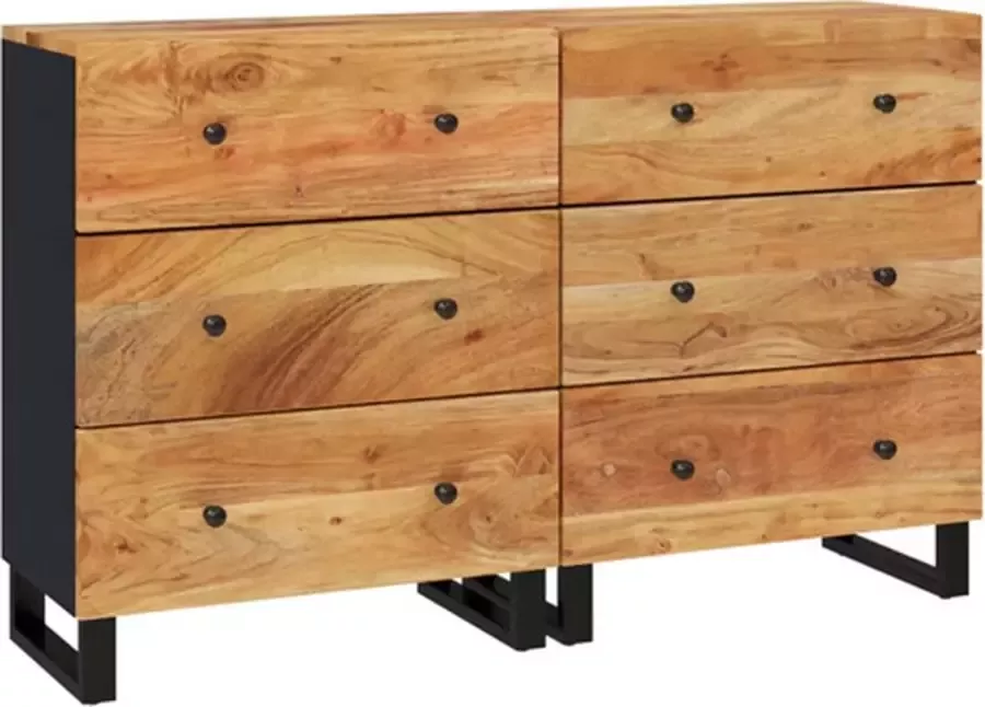 VidaXL Dressoirs 2 st 60x33x75 cm massief acaciahout - Foto 4