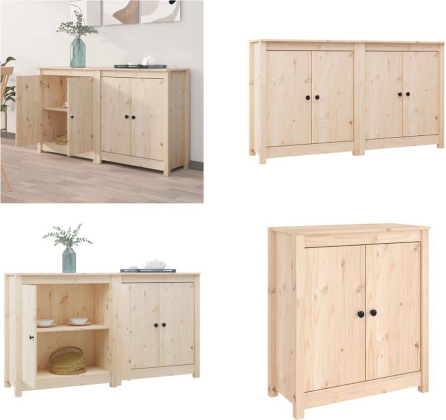 VidaXL Dressoirs 2 st 70x35x80 cm massief grenenhout grijs Dressoir Dressoirs Kast Wandkast