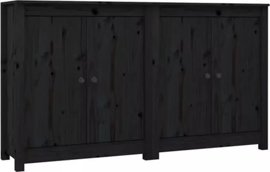 VidaXL -2-st-Dressoirs-70x35x80-cm-massief-grenenhout-zwart - Foto 4