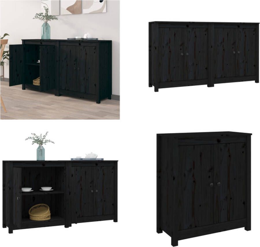 VidaXL 2 st Dressoirs 70x35x80 cm massief grenenhout zwart Dressoir Dressoirs Kast Wandkast