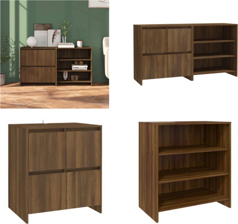 VidaXL 2 st Dressoirs bewerkt hout bruineikenkleurig Dressoir Dressoirs Buffetkast Opbergkast
