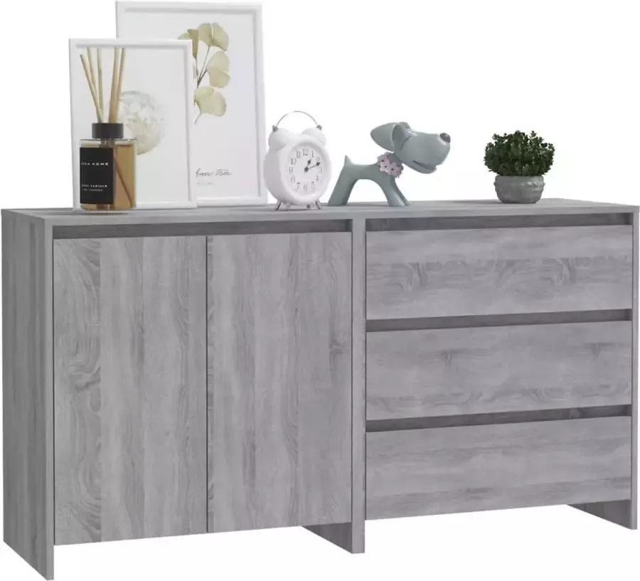 VidaXL -2-st-Dressoirs-bewerkt-hout-grijs-sonoma-eikenkleurig - Foto 2
