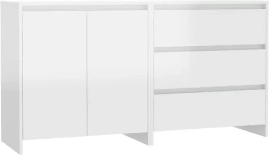 VidaXL -2-st-Dressoirs-bewerkt-hout-hoogglans-wit - Foto 2