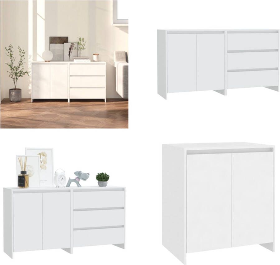 VidaXL 2 st Dressoirs bewerkt hout wit Dressoir Dressoirs Buffetkast Opbergkast