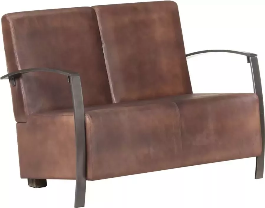 VidaXL 2-zits bank echt leer bruin 106x70x76 cm