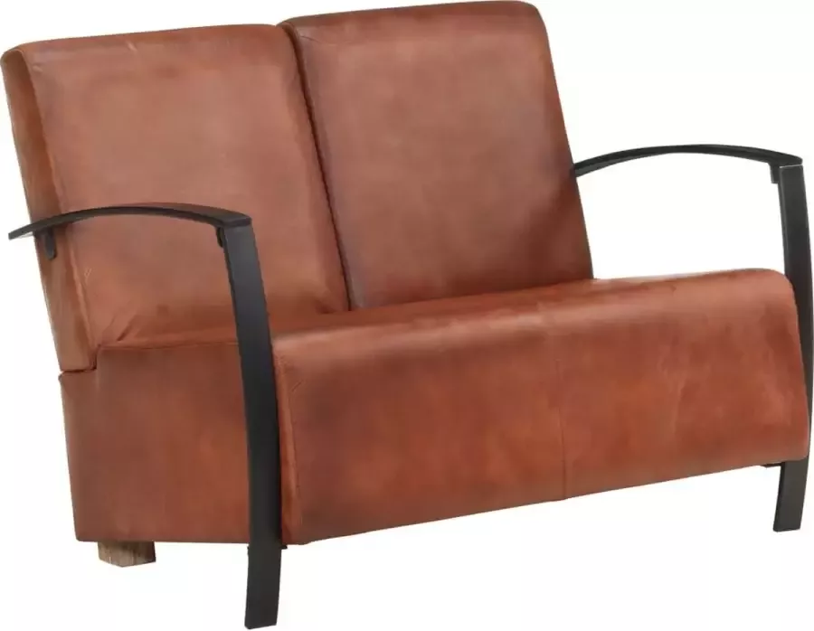 VidaXL 2-zits bank echt leer cognac bruin 106x70x76 cm
