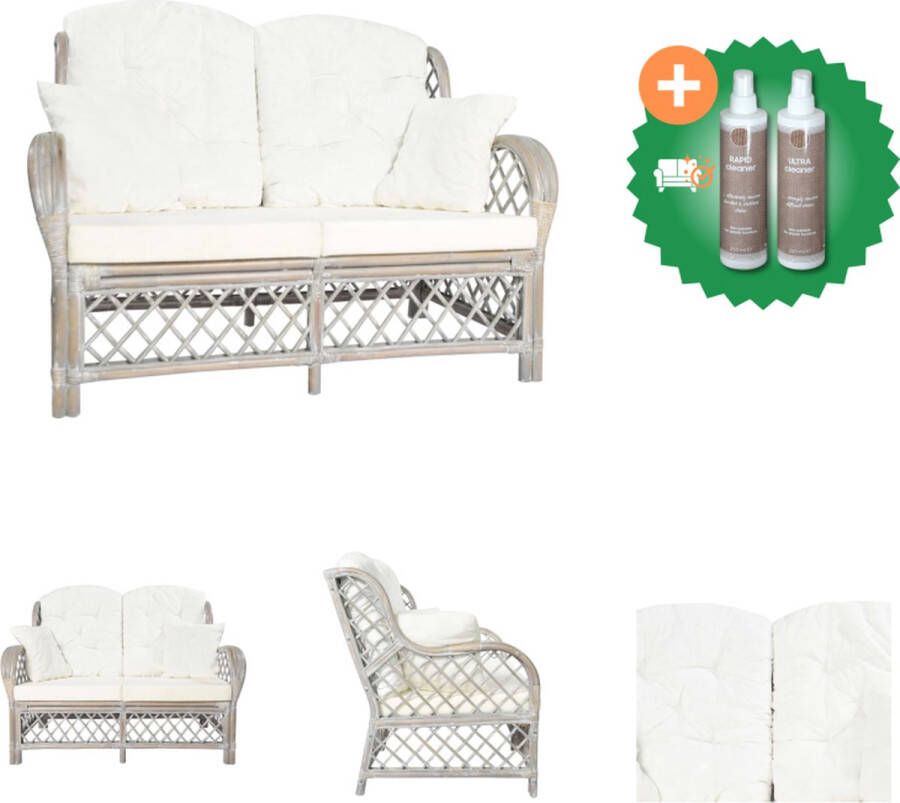 VidaXL 2-zitsbank rattan 125 x 80 x 90 cm grijs Bank Inclusief Onderhoudsset