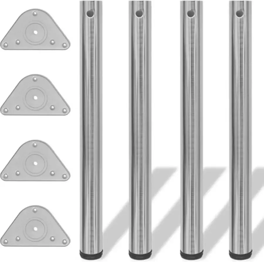 VidaXL -Tafelpoten-in-hoogte-verstelbaar-geborsteld-nikkel-710-mm-4-st - Foto 2