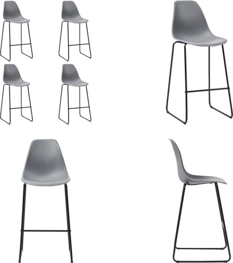 VidaXL 281504 Bar Stools 4 pcs Grey Plastic Barstoel Barstoelen Barkruk Barkrukken