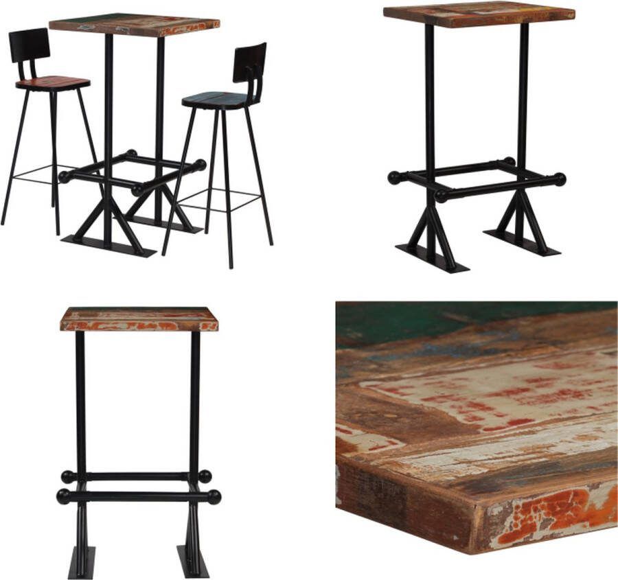 Vida XL vidaXL 3-delige Barset massief gerecycled hout meerkleurig-VXL-245398 - Foto 2