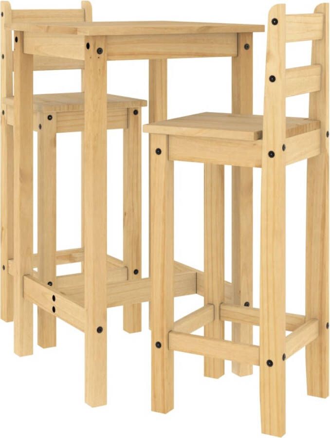 VidaXL 3-delige Barset Grenenhout Compact Design Bartafel Set Barstoelen Barmeubilair Grenshout Meubels Bruine Bartafel Vintage Stijl Landelijke Bar - Foto 2