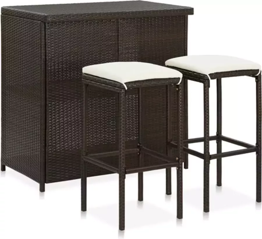 VidaXL -3-delige-Barset-poly-rattan-bruin - Foto 2