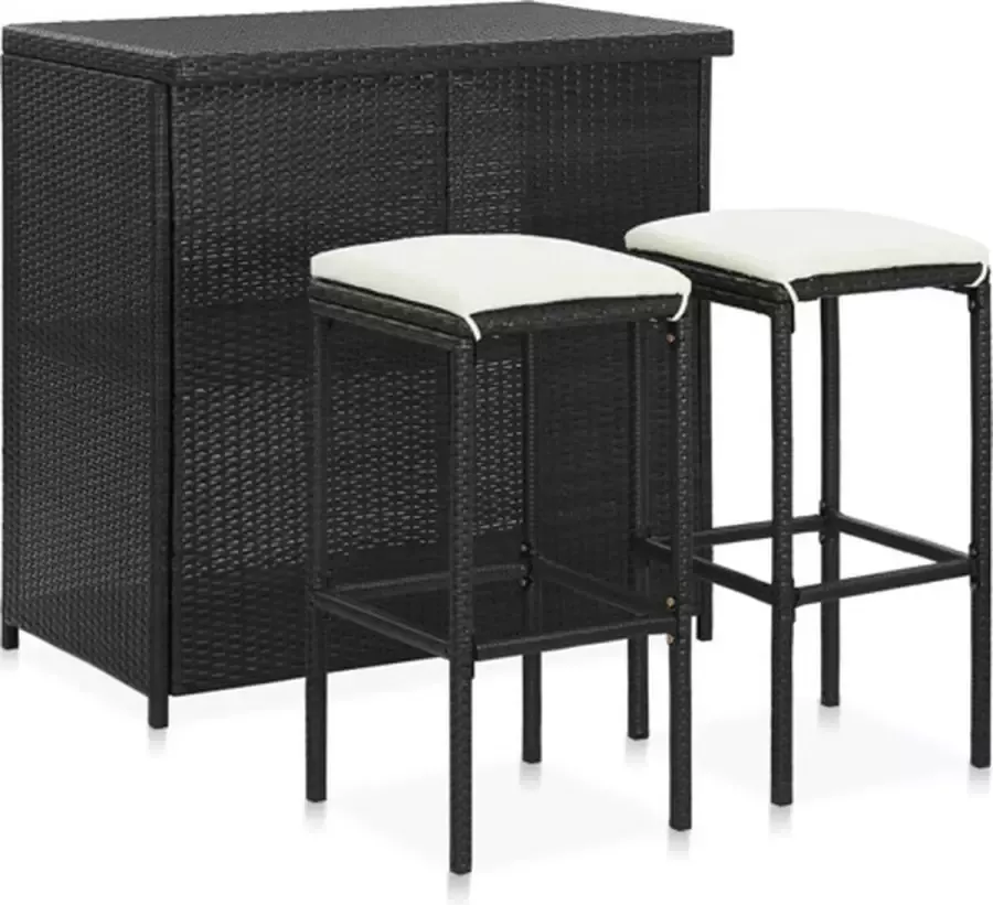 VidaXL -3-delige-Barset-poly-rattan-zwart - Foto 3