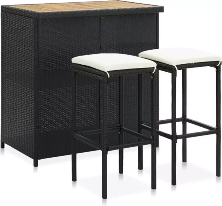 VidaXL -3-delige-Barset-poly-rattan-zwart - Foto 4