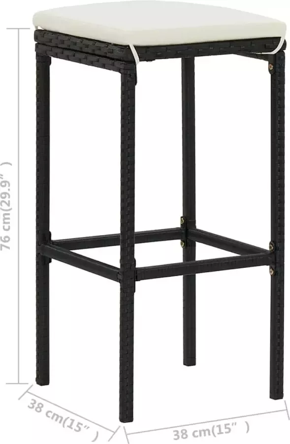 VidaXL -3-delige-Barset-poly-rattan-zwart - Foto 3