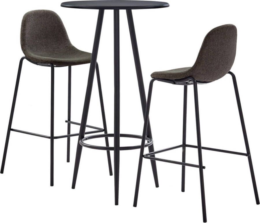 VidaXL 3-delige Barset Zwart & Donkergrijs Barset Bartafel Barstoelen Zwarte Bartafel Grijze Barstoelen Moderne Barset Trendy Barset Salon Meubilair Keuken Meubilair Dining Furniture - Foto 2