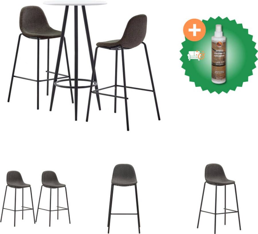 vidaXL 3-delige Barset stof donkergrijs Set tafel en stoelen Inclusief Houtreiniger en verfrisser