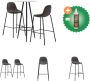 VidaXL Barset Modern Bartafel 60 x 107.5 cm Barstoelen 51 x 49 x 99 cm Wit MDF Gepoedercoat staal Donkergrijs stoffen bekleding Met voetensteun Set tafel en stoelen Inclusief Houtreiniger en verfrisser - Thumbnail 1