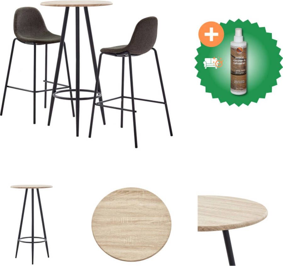 VidaXL Barset Modern Bartafel 60 x 107.5 cm Barstoelen 51 x 49 x 99 cm Wit MDF Gepoedercoat staal Donkergrijs stoffen bekleding Met voetensteun Set tafel en stoelen Inclusief Houtreiniger en verfrisser - Foto 2