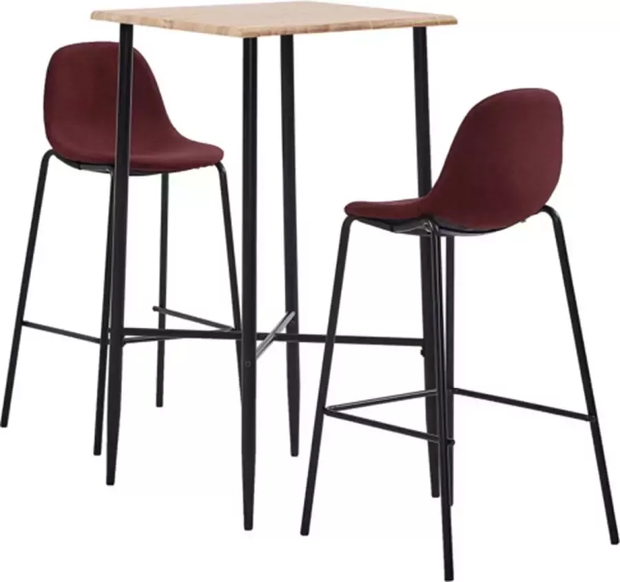 VidaXL 3-delige Barset stof wijnrood - Foto 2