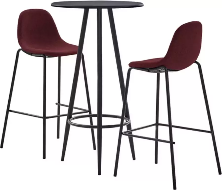 VidaXL 3-delige Barset stof wijnrood