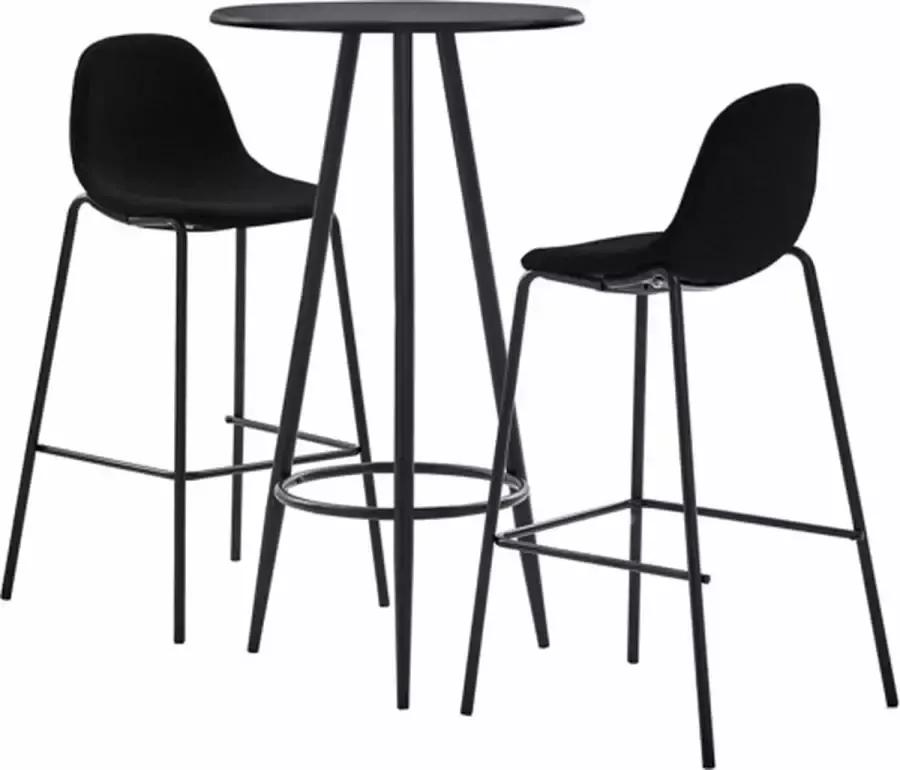 VidaXL -3-delige-Barset-stof-zwart - Foto 2