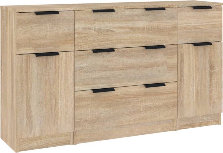 VidaXL -3-delige-Dressoirset-bewerkt-hout-sonoma-eiken - Foto 2