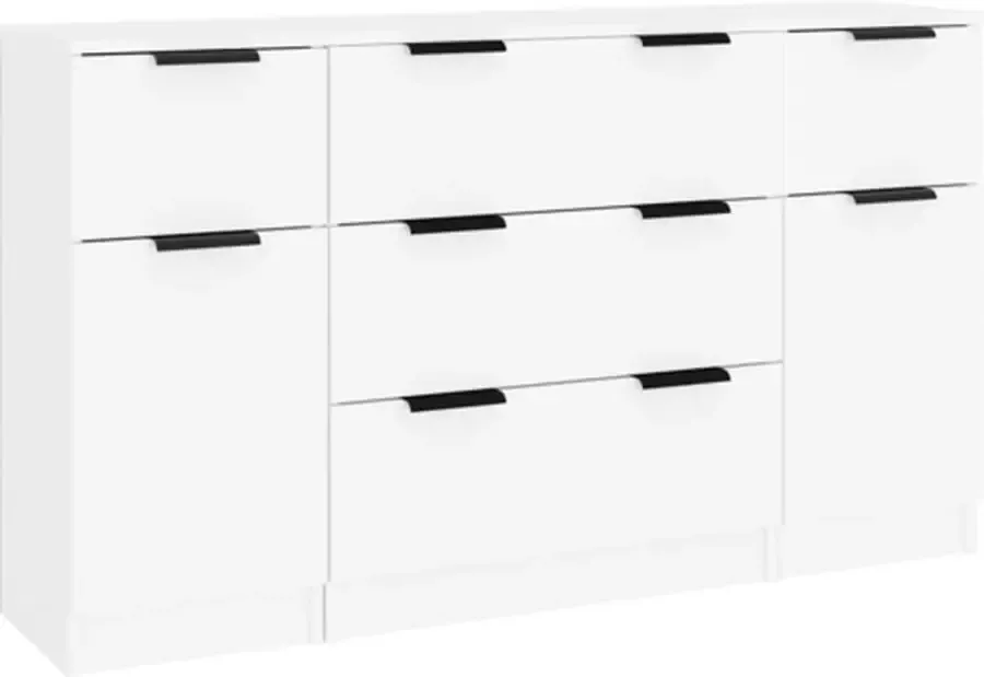 VidaXL -3-delige-Dressoirset-bewerkt-hout-wit - Foto 2