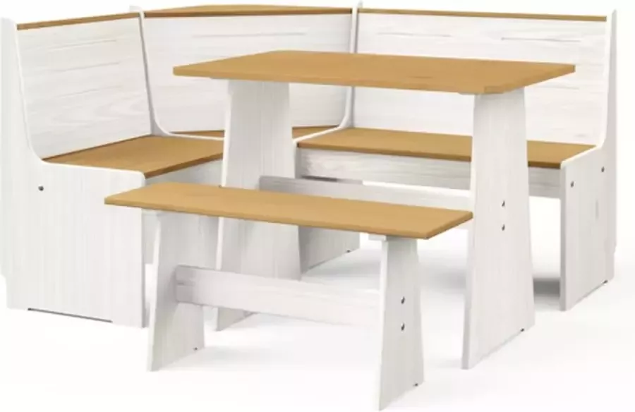 Vida XL vidaXL 3-delige Eethoek REINE massief grenenhout honingbruin en wit-VXL-3096570 - Foto 5