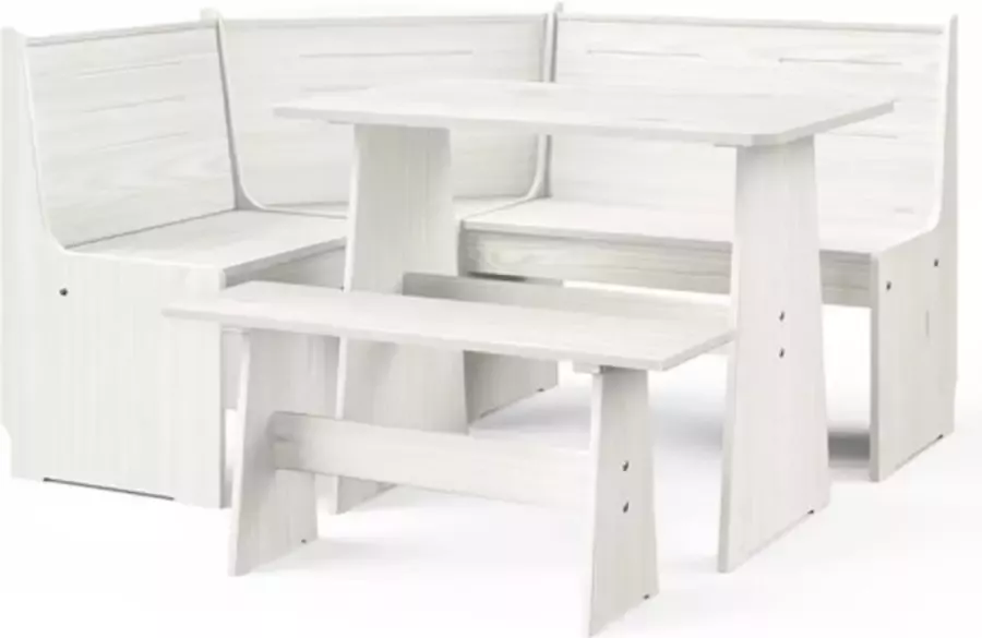 Vida XL vidaXL 3-delige Eethoek REINE massief grenenhout wit-VXL-3096568 - Foto 3