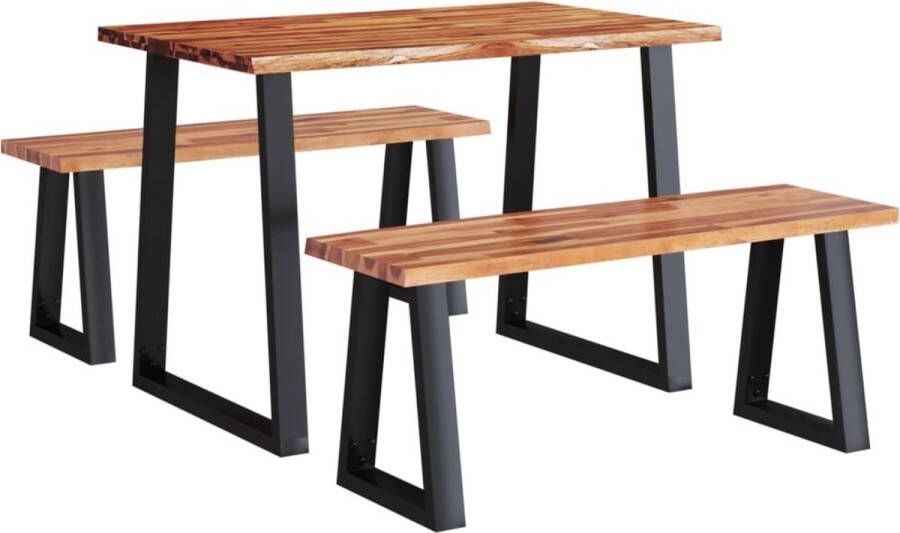 VidaXL -3-delige-Eethoek-met-natuurlijke-rand-massief-acaciahout