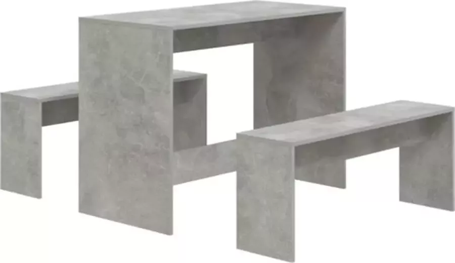 VidaXL -3-delige-Eethoekset-bewerkt-hout-betongrijs - Foto 4