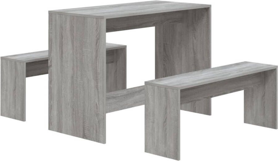VidaXL Eethoekset 3-delig Grijs Sonoma Eiken Eetkamerstoel Eettafel Salontafel Houten Meubels Moderner Keuken Grijze Meubels Eetsalon Ontbijttafel Dinertafels Livingroom Furniture Dining Room Sets Kitchen Tables