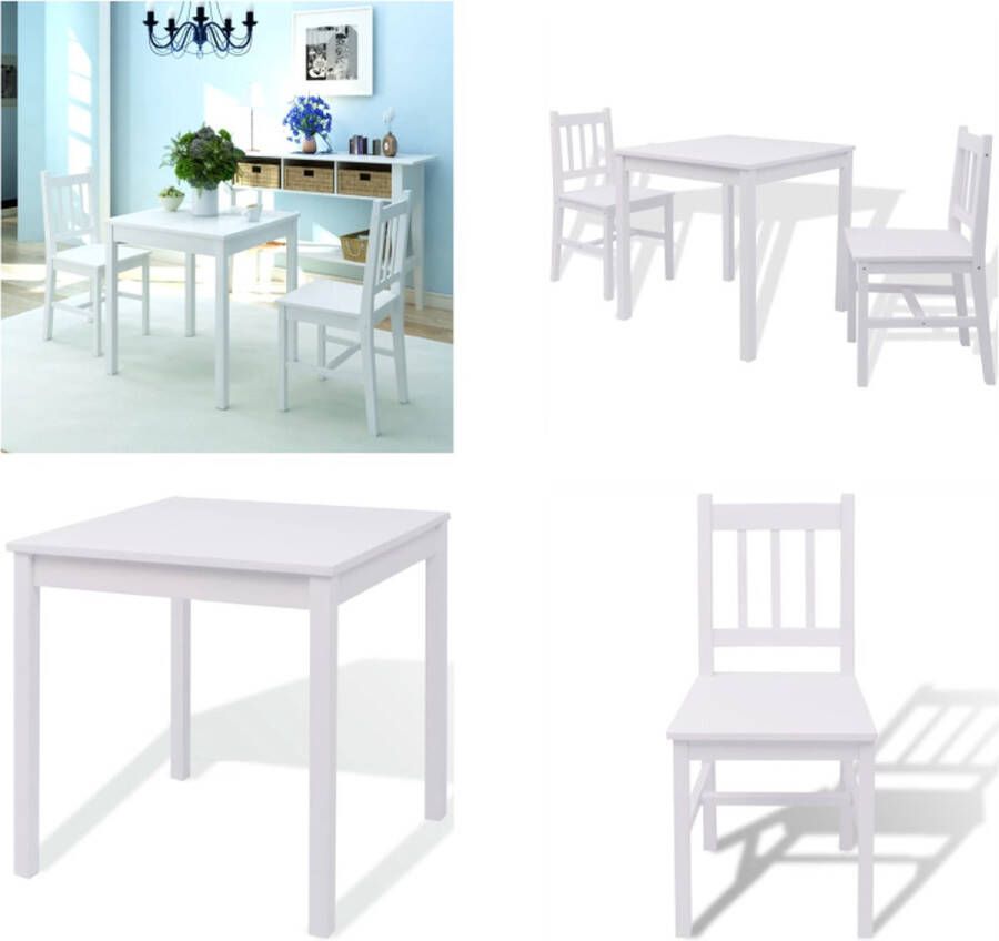 VidaXL 3-delige Eethoek wit Eetkamertafel En Eetkamerstoel Eetkamertafels En Eetkamerstoelen Houten Eetset Houten Eetsets