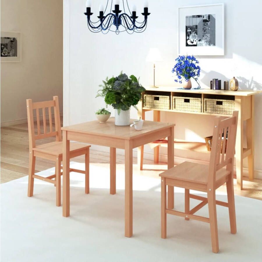 VidaXL Eetkamerset 3-delig Grenenhout Bruin Eetkamer Set Eettafel Eetkamerstoel Houten Meubilair Bruine Eettafel Granenhouten Meubel Salontafel Dining Set Living Room Furniture Modern Design Compact Eethoek - Foto 2