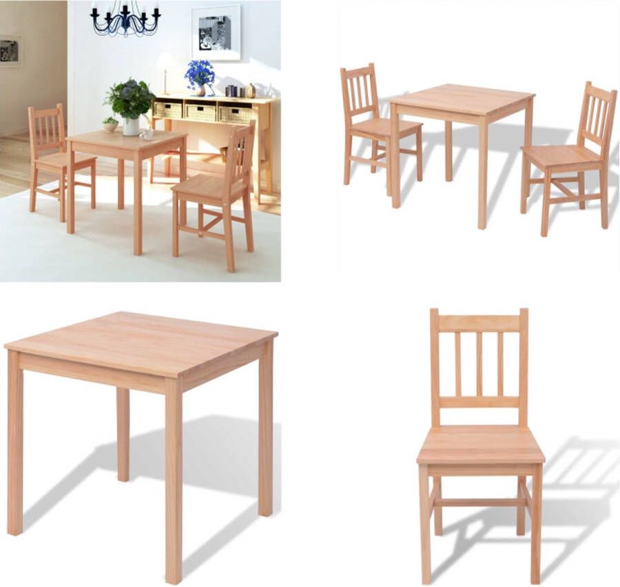 VidaXL 3-delige Eetkamerset grenenhout Eetkamertafel En Eetkamerstoel Eetkamertafels En Eetkamerstoelen Houten Eetset Houten Eetsets