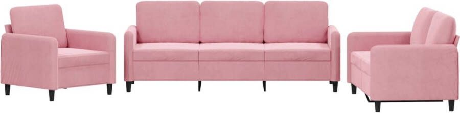 VidaXL Loungeset 3-delig Fluweel Roze Loungeset Fluweel Sofa Rozesofa Lounge Meubels Salonset