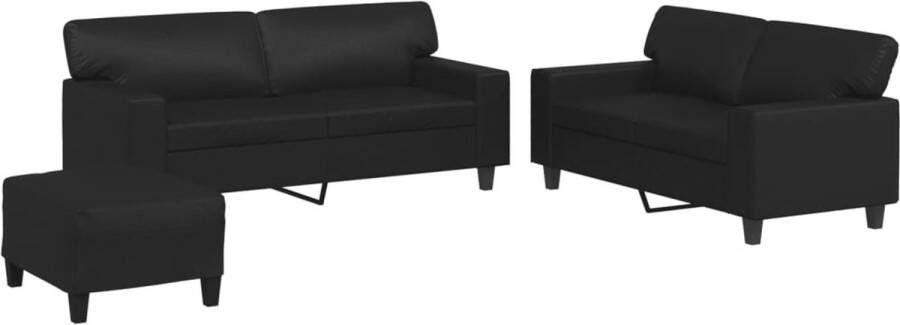 VidaXL -3-delige-Loungeset-kunstleer-zwart - Foto 2