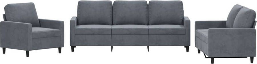 VidaXL -3-delige-Loungeset-met-kussens-fluweel-donkergrijs - Foto 4